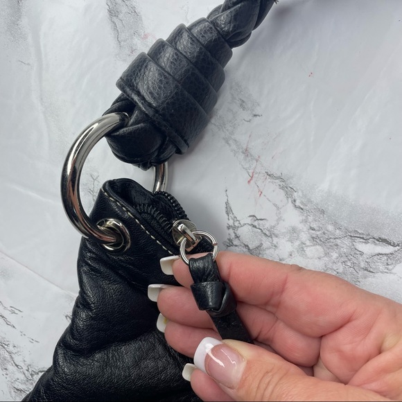 *LAUREN RALPH LAUREN* NWOT Black Leather Braided Handle Handbag - Picture 4 of 11